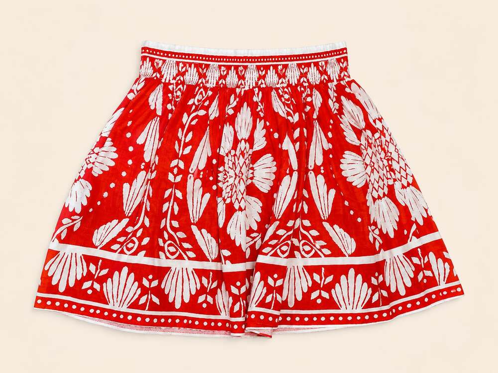 Native Hippie Y2K Coastal‎ Linen Blend Floral Mini Skater Skirt Size S